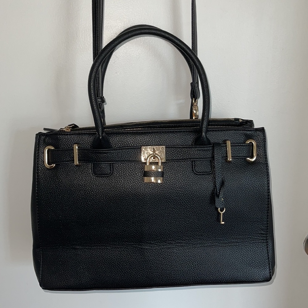 Dasein medium faux leather satchel tote shoulder bag w/strap Top zipper closure - Picture 2 of 8